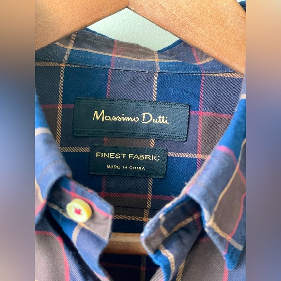 🔥👕🟤 Massimo Dutti Plaid Shirt with Suede Elbow Patches - Picture 5 of 5